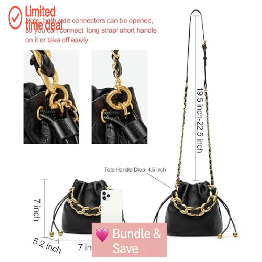 Mini Lambskin Quilted Bucket Bag with Chain Strap… - image 5